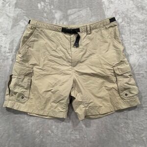 REI Shorts Mens LArge Beige Belted Cargo Hiking UPF 50 Outdoors